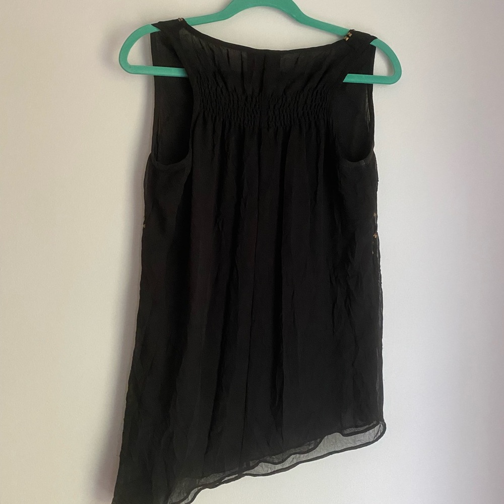 Romeo & Juliet Couture Womens size L black sheer studded a symmetrical tank top - Picture 4 of 6